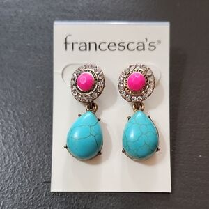 NWT Francesca's Collections Vibrant Pink and Turquoise Earrings